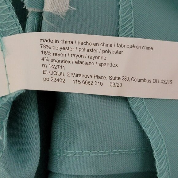 ELOQUII Womens Dress Pants Sz 28 Front Side Pockets Flat Front Light Aqua NWT - Picture 11 of 11